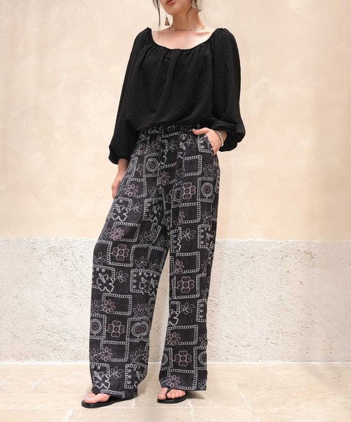 OSYAREVO（オシャレボ）の「カバーアップ リゾート ワイドパンツ 体型カバー レディース（ラッシュガード・レディース・ネイビー/ブラック/ブラック系その他・MEDIUM）」の10枚目の写真