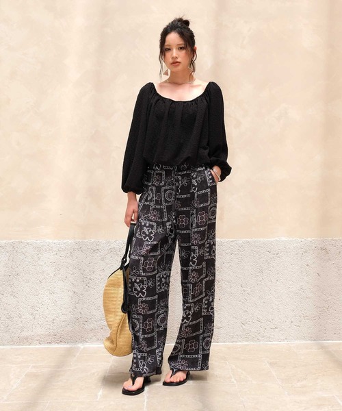 OSYAREVO（オシャレボ）の「カバーアップ リゾート ワイドパンツ 体型カバー レディース（ラッシュガード・レディース・ネイビー/ブラック/ブラック系その他・MEDIUM）」の9枚目の写真