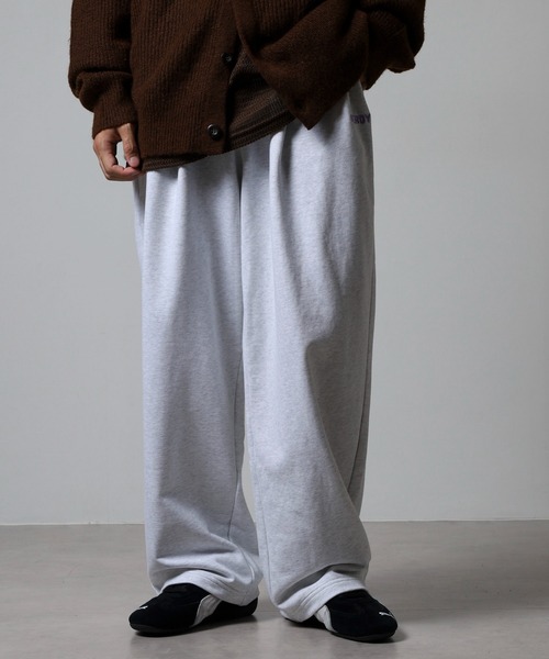 セール】ステッチロゴワイドスウェットパンツ（スウェットパンツ