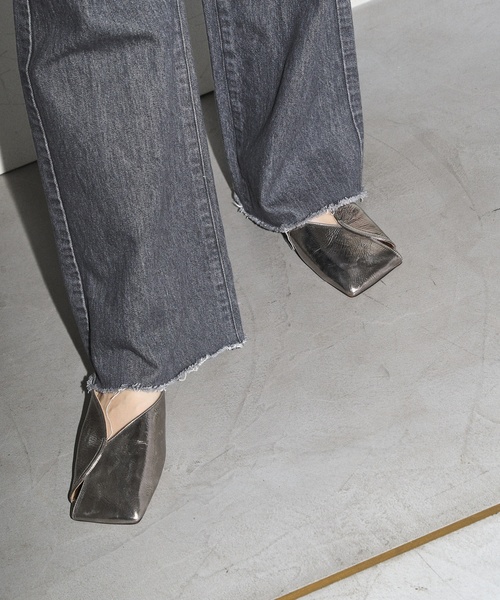 セール】GRISEレザースクエアARTYフラット（その他シューズ）｜GRISE