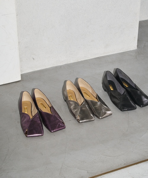 セール】GRISEレザースクエアARTYフラット（その他シューズ）｜GRISE