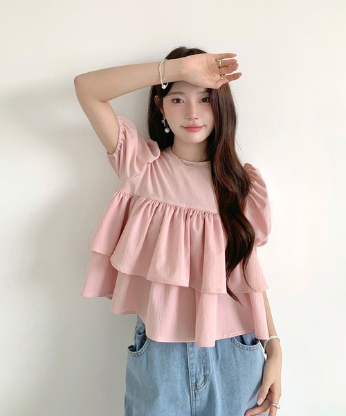 by LEGNA(バイレグナ)の「選べる2タイプフリルブラウス(シャツ/ブラウス・レディース・ホワイト系/ブラック/ライトブルー/ブラック系/ブルー系/ピンク系/ホワイト/ピンク・レギュラー丈/ショート丈)」の20枚目の写真