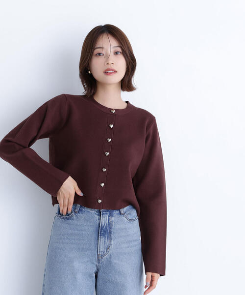 NATURAL BEAUTY BASIC（ナチュラルビューティーベーシック）の「◇ハートボタンニットジャケット（カーディガン/ボレロ・レディース・ネイビー/グレー/ピンク/ダークブラウン・FREE）」の17枚目の写真