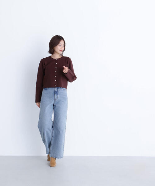 NATURAL BEAUTY BASIC（ナチュラルビューティーベーシック）の「◇ハートボタンニットジャケット（カーディガン/ボレロ・レディース・ネイビー/グレー/ピンク/ダークブラウン・FREE）」の20枚目の写真