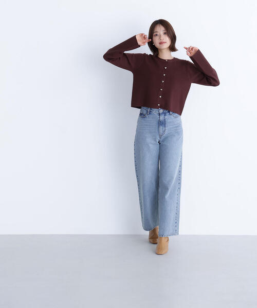 NATURAL BEAUTY BASIC（ナチュラルビューティーベーシック）の「◇ハートボタンニットジャケット（カーディガン/ボレロ・レディース・ネイビー/グレー/ピンク/ダークブラウン・FREE）」の22枚目の写真