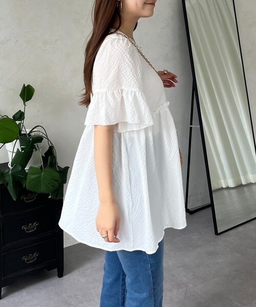 prose verse(プロズヴェール)の「パールボタンフレアスリーブギャザーペプラムブラウス(シャツ/ブラウス・レディース・ブラック/オフホワイト・LARGE/MEDIUM)」の11枚目の写真