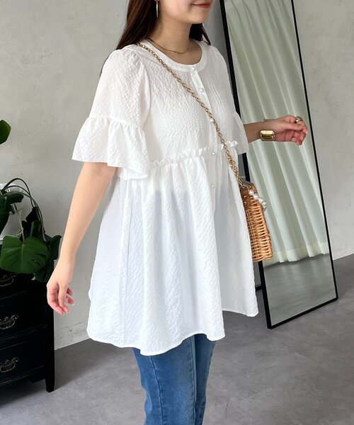 prose verse(プロズヴェール)の「パールボタンフレアスリーブギャザーペプラムブラウス(シャツ/ブラウス・レディース・ブラック/オフホワイト・LARGE/MEDIUM)」の12枚目の写真