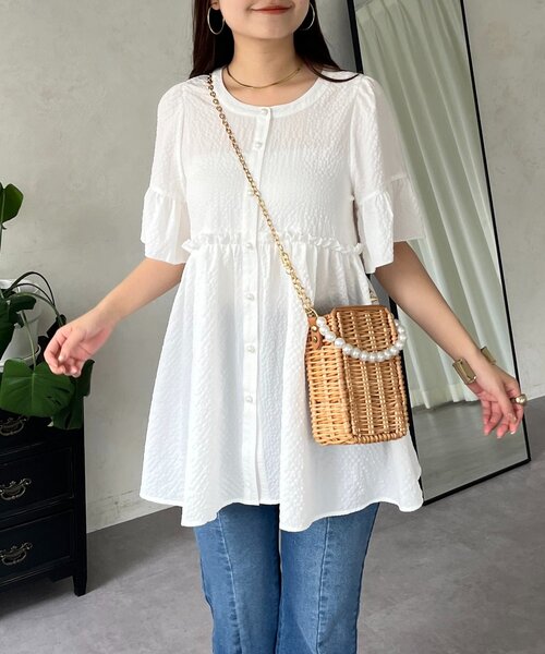 prose verse(プロズヴェール)の「パールボタンフレアスリーブギャザーペプラムブラウス(シャツ/ブラウス・レディース・ブラック/オフホワイト・LARGE/MEDIUM)」の13枚目の写真