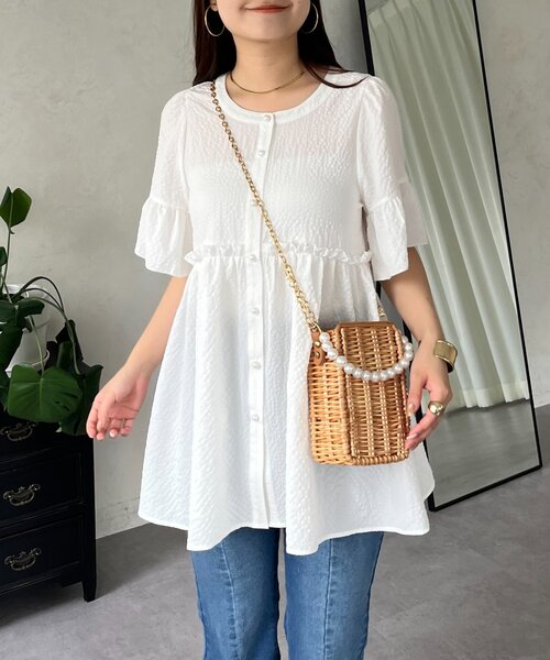 prose verse(プロズヴェール)の「パールボタンフレアスリーブギャザーペプラムブラウス(シャツ/ブラウス・レディース・ブラック/オフホワイト・LARGE/MEDIUM)」の14枚目の写真