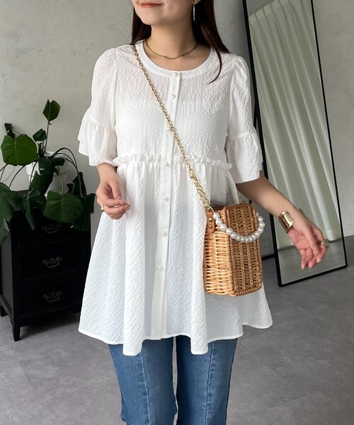 prose verse(プロズヴェール)の「パールボタンフレアスリーブギャザーペプラムブラウス(シャツ/ブラウス・レディース・ブラック/オフホワイト・LARGE/MEDIUM)」の16枚目の写真