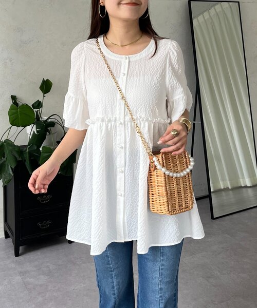 prose verse(プロズヴェール)の「パールボタンフレアスリーブギャザーペプラムブラウス(シャツ/ブラウス・レディース・ブラック/オフホワイト・LARGE/MEDIUM)」の17枚目の写真