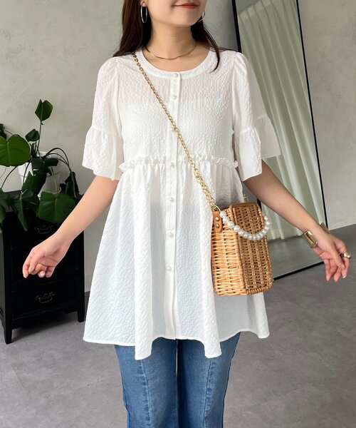 prose verse(プロズヴェール)の「パールボタンフレアスリーブギャザーペプラムブラウス(シャツ/ブラウス・レディース・ブラック/オフホワイト・LARGE/MEDIUM)」の18枚目の写真