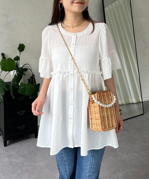 prose verse(プロズヴェール)の「パールボタンフレアスリーブギャザーペプラムブラウス(シャツ/ブラウス・レディース・ブラック/オフホワイト・LARGE/MEDIUM)」の19枚目の写真