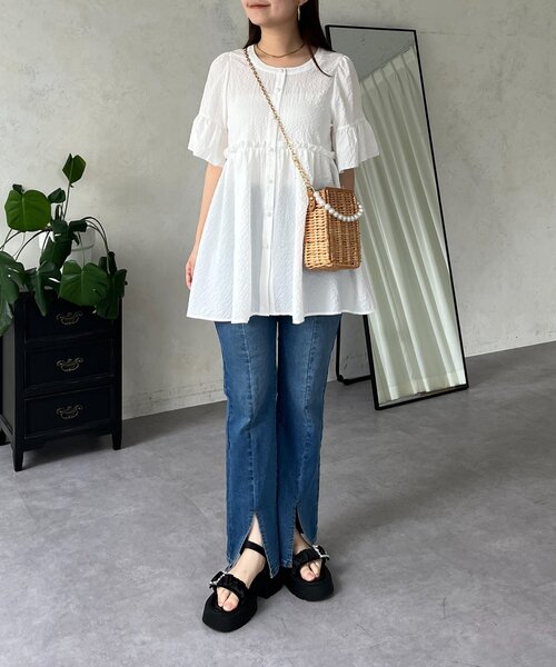 prose verse(プロズヴェール)の「パールボタンフレアスリーブギャザーペプラムブラウス(シャツ/ブラウス・レディース・ブラック/オフホワイト・LARGE/MEDIUM)」の20枚目の写真