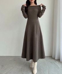 CENEA(セネア)のオフショル風スクエアネックロングニットワンピ(ワンピース)