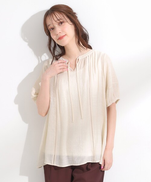 DRESKIP（ドレスキップ）の「【S-LL/2点セット】リボン使いがアクセント はしごレースブラウス＋タンクトップ（その他トップス・レディース・オレンジ/ライトベージュ/ブラック・04/03/02/01）」の18枚目の写真