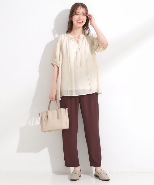 DRESKIP（ドレスキップ）の「【S-LL/2点セット】リボン使いがアクセント はしごレースブラウス＋タンクトップ（その他トップス・レディース・オレンジ/ライトベージュ/ブラック・04/03/02/01）」の16枚目の写真