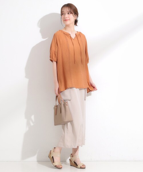 DRESKIP（ドレスキップ）の「【S-LL/2点セット】リボン使いがアクセント はしごレースブラウス＋タンクトップ（その他トップス・レディース・オレンジ/ライトベージュ/ブラック・04/03/02/01）」の12枚目の写真