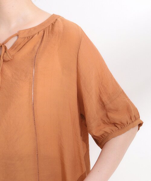 DRESKIP（ドレスキップ）の「【S-LL/2点セット】リボン使いがアクセント はしごレースブラウス＋タンクトップ（その他トップス・レディース・オレンジ/ライトベージュ/ブラック・04/03/02/01）」の6枚目の写真