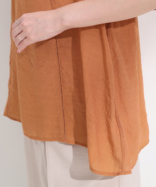 DRESKIP（ドレスキップ）の「【S-LL/2点セット】リボン使いがアクセント はしごレースブラウス＋タンクトップ（その他トップス・レディース・オレンジ/ライトベージュ/ブラック・04/03/02/01）」の5枚目の写真