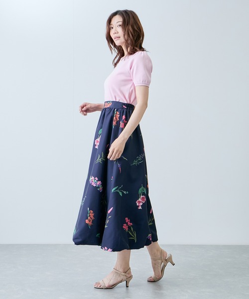 Jayro（ジャイロ）の「とばし花プリントフレアースカート（スカート・レディース・ネイビー/オフホワイト/ブラック・M）」の8枚目の写真