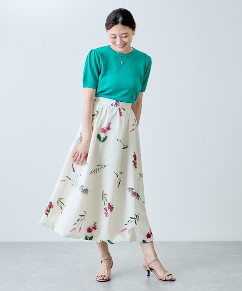 Jayro（ジャイロ）の「とばし花プリントフレアースカート（スカート・レディース・ネイビー/オフホワイト/ブラック・M）」の19枚目の写真