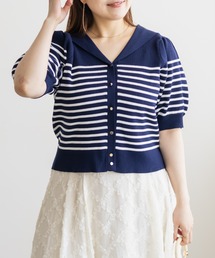 アンコキーヌ　完売品セイラーカラーストライプニット LL　ブラック ストライプVネックニット 2COLOR - virstyle | 60% - アジア