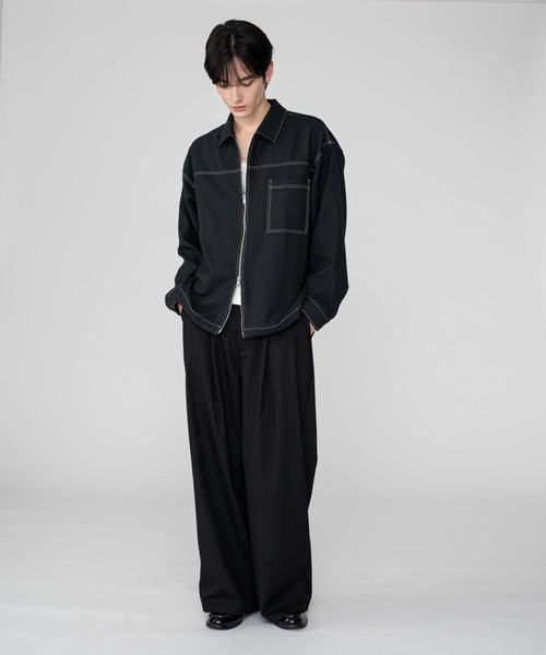 BROWNY（ブラウニー）の「BROWNY/カラーステッチシャツジャケット（シャツ/ブラウス・メンズ・ブルー系その他/ブラウン/ブラック・MEDIUM/LARGE）」の4枚目の写真