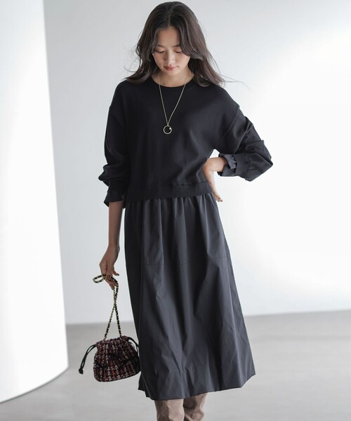 セール】バルーンドッキングワンピース（ワンピース）｜組曲