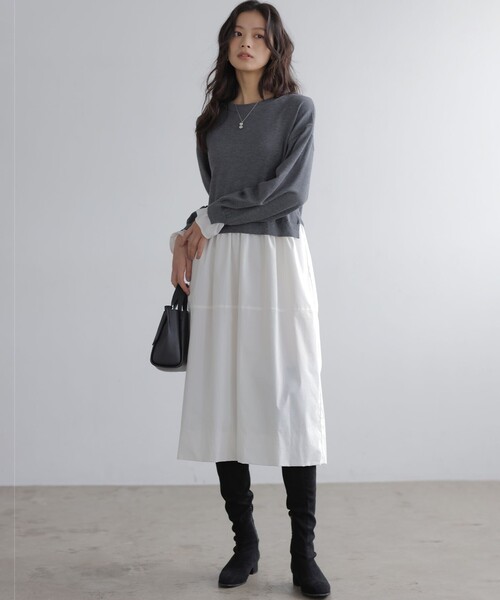 クミキョク　ドッキングワンピース セール】バルーンドッキングワンピース（ワンピース）｜組曲