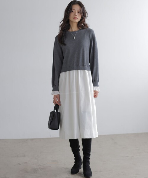 セール】バルーンドッキングワンピース（ワンピース）｜組曲