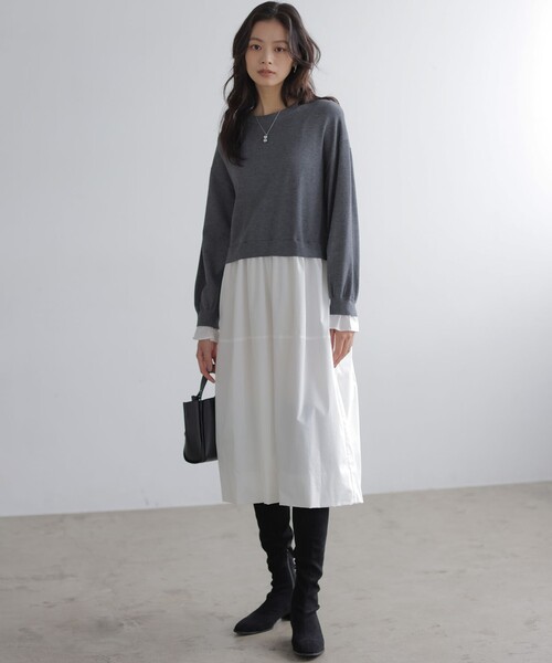 セール】バルーンドッキングワンピース（ワンピース）｜組曲