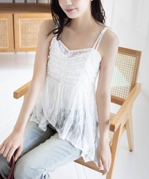 clear | アシンメトリーレースロングビスチェ［韓国ファッション カジュアル Y2K レイヤード］≪AW新作≫(Tシャツ/カットソー)