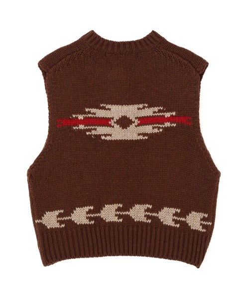 AVIREX（アヴィレックス）の「《直営店限定》PATTERN KINT VEST/パターンニットベスト（ベスト・レディース・ブラウン/アイボリー・F）」の18枚目の写真