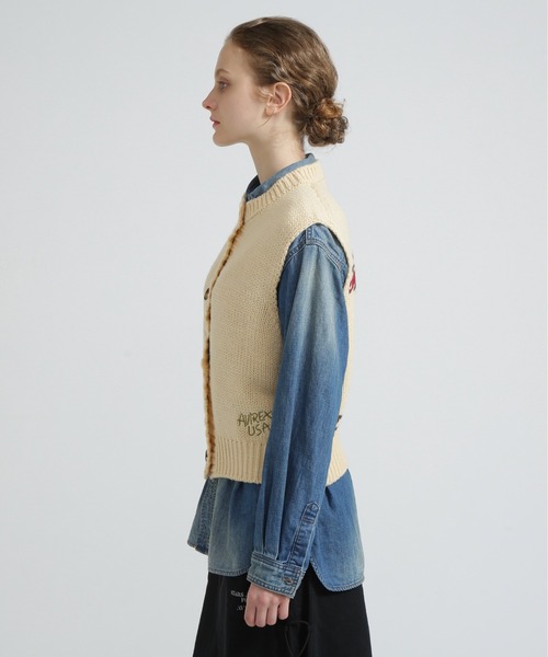 AVIREX（アヴィレックス）の「《直営店限定》PATTERN KINT VEST/パターンニットベスト（ベスト・レディース・ブラウン/アイボリー・F）」の6枚目の写真