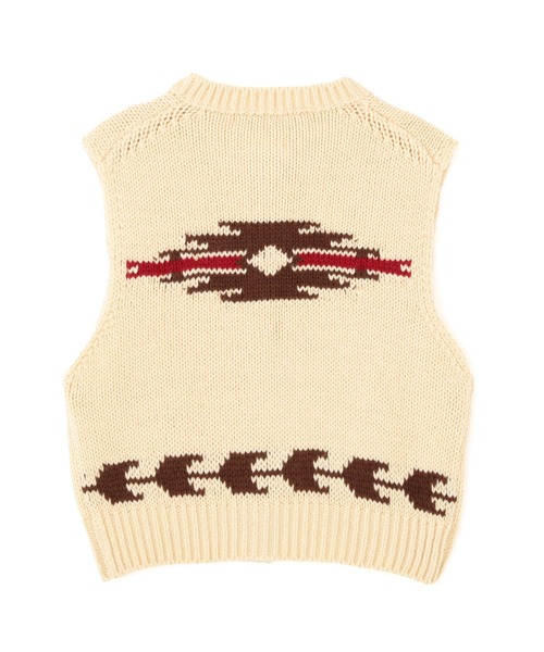 AVIREX（アヴィレックス）の「《直営店限定》PATTERN KINT VEST/パターンニットベスト（ベスト・レディース・ブラウン/アイボリー・F）」の12枚目の写真