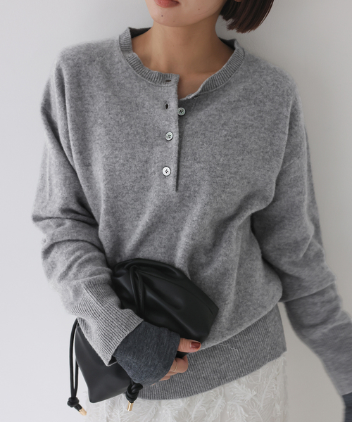 スローブイエナ　ニット　ヘンリープルオーバー echecs ヘンリープルオーバー（ニット/セーター）｜SLOBE IENA