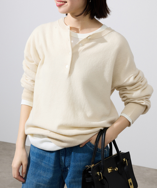 SLOBE IENA（スローブイエナ）の「echecs ヘンリープルオーバー（ニット/セーター・レディース・グレー/ピンク/アイボリー・FREE）」の12枚目の写真