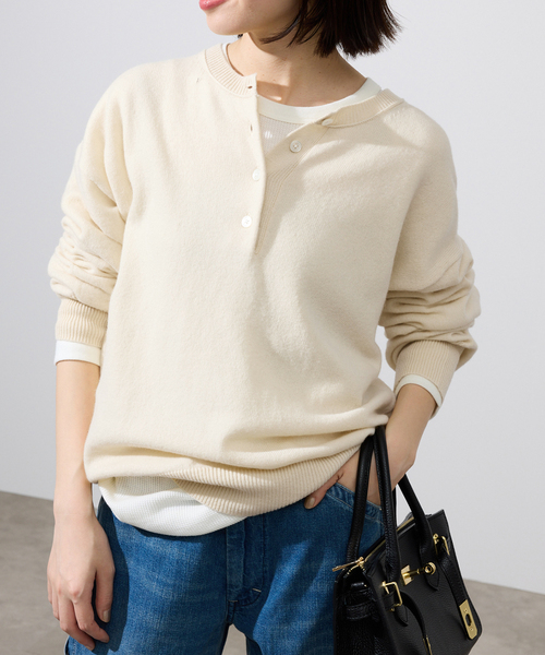 SLOBE IENA（スローブイエナ）の「echecs ヘンリープルオーバー（ニット/セーター・レディース・グレー/ピンク/アイボリー・FREE）」の13枚目の写真