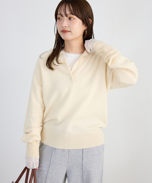 SLOBE IENA（スローブイエナ）の「echecs ヘンリープルオーバー（ニット/セーター・レディース・グレー/ピンク/アイボリー・FREE）」の18枚目の写真