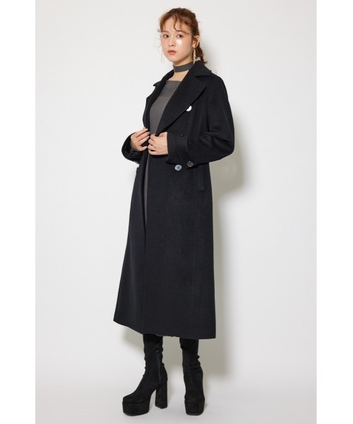 rienda（リエンダ）の「ダブルカラーシェイプドチェスターコート 秋服 冬服（チェスターコート・レディース・ブルー/ブラウン/ブラック・SMALL/MEDIUM）」の5枚目の写真