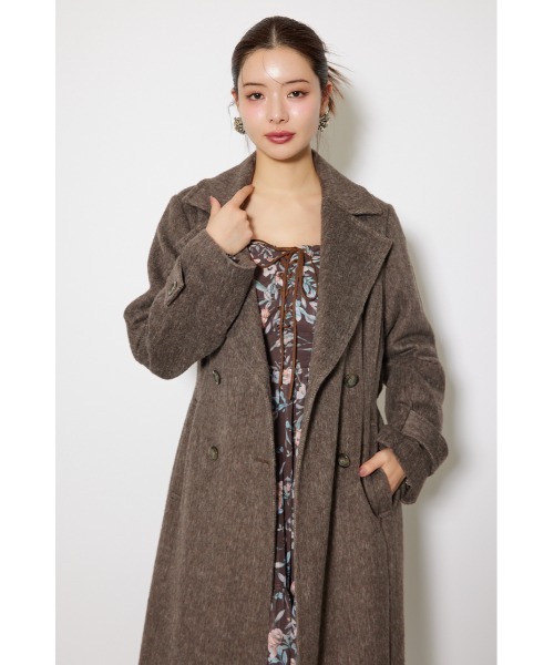 rienda（リエンダ）の「ダブルカラーシェイプドチェスターコート 秋服 冬服（チェスターコート・レディース・ブルー/ブラウン/ブラック・SMALL/MEDIUM）」の16枚目の写真