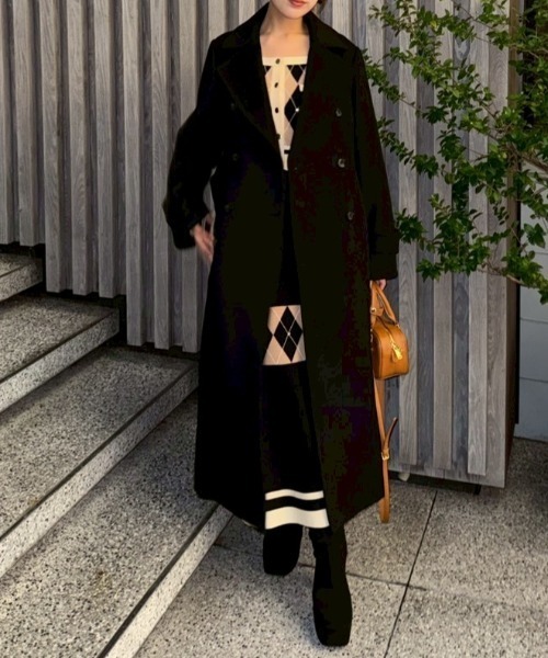 セール】ダブルカラーシェイプドチェスターコート 秋服 冬服