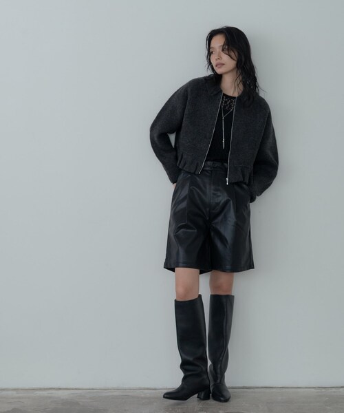 GALLEST（ギャレスト）の「フリルヘムジップカーディガン（カーディガン/ボレロ・レディース・チャコールグレー/オフホワイト・38）」の5枚目の写真