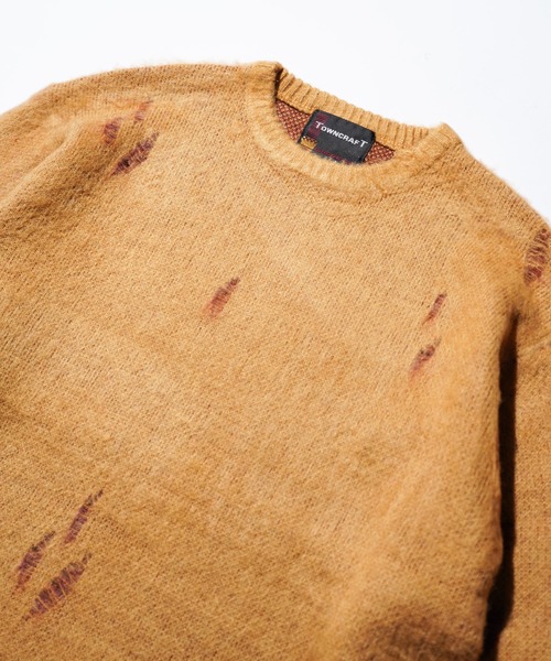 TOWNCRAFT(タウンクラフト)の「TOWNCRAFT / タウンクラフト DAMAGED SOLID SHAGGY CREW SWEATER ダメージ加工(ニット/セーター・メンズ・ブラック×ブラック/ブラック/マスタード/グリーン・MEDIUM/LARGE)」の11枚目の写真