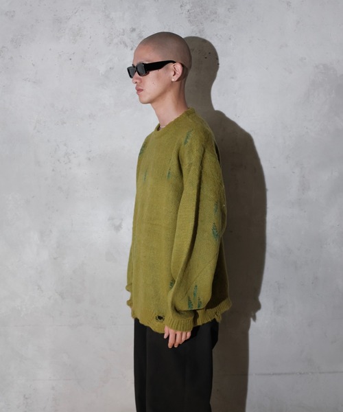 TOWNCRAFT / タウンクラフト DAMAGED SOLID SHAGGY CREW SWEATER