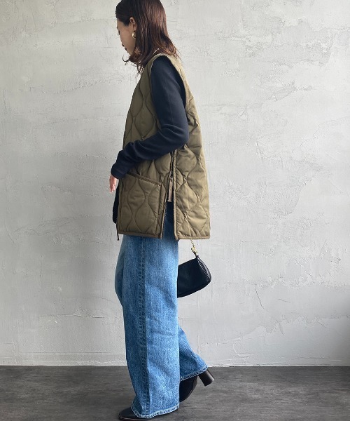 WEB限定】[TAION/タイオン] MILITARY Vネック キルティングダウン