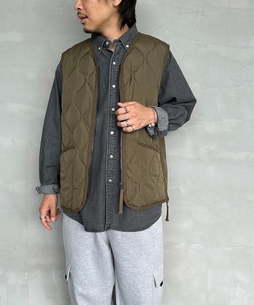 WEB限定】[TAION/タイオン] MILITARY Vネック キルティングダウン
