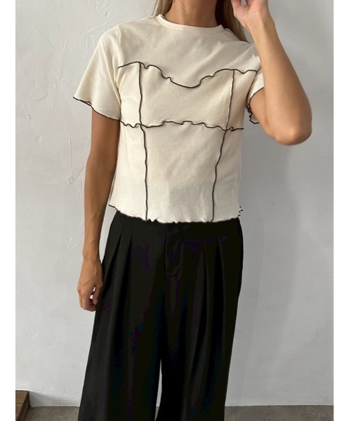 fifth(フィフス)の「カットリブ配色メロープルオーバー(Tシャツ/カットソー・レディース・アイボリー/ブラック・M)」の19枚目の写真