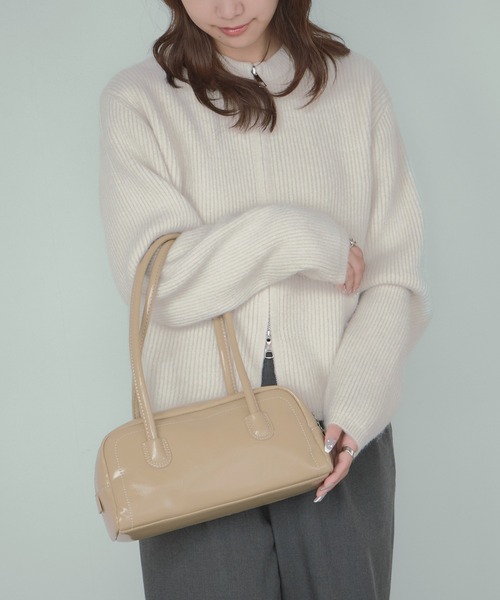 H.TOKYO（エイチトウキョウ）の「レザー調ミニボストンバッグ（ハンドバッグ・レディース・ベージュ/ライトブラウン/ブラック・FREE）」の10枚目の写真